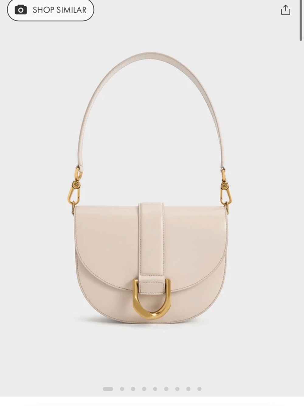 Charles & Keith Genuine Leather Saddle Bag - Oat